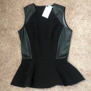 NWT H&M Peplum top with Leather details size 4